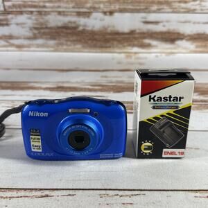 Nikon COOLPIX W100 Blue Digital Camera 13.2 MP 3x Zoom Waterproof to 10m
